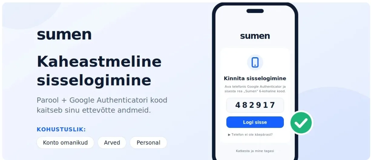 Sumen lisas sisselogimisele Google Authenticatori